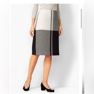 Talbots Colorblock Black and Cream Pencil Skirt Wool Blend Size 8P